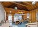 Spacious detached garage offers plenty of work space with a view into the fenced backyard at 100 Bradborne Cir, Clayton, NC 27520