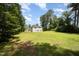 Spacious backyard featuring a well-maintained lawn and lush tree line, offering a private outdoor space at 11 Mamie Ferguson Dr, Lillington, NC 27546