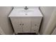 Bathroom vanity with cabinet and drawers, granite countertop and white vessel sink at 1222 Teakwood Pl, Raleigh, NC 27606