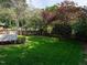 Spacious backyard features lush green grass, mature trees, and a fenced perimeter at 1510 Hanover St, Raleigh, NC 27608