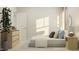 Inviting bedroom with a plant, light-filled space, light furniture, and a comfortable neutral bed at 1552 Bright Coral Trl, Wendell, NC 27591
