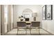 A minimalist home office with modern decor, a circular mirror, and neutral color palette at 1552 Bright Coral Trl, Wendell, NC 27591