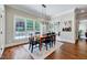 Bright breakfast nook with large windows offering views of the pool, creating a cheerful dining space at 187 Stoney Creek Way, Chapel Hill, NC 27517
