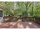 Wooden deck overlooking a lush yard, perfect for enjoying the serene outdoor setting and natural beauty at 2001 Lovdal Dr, Raleigh, NC 27613