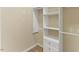 Walk-in closet featuring shelving and drawers for optimal storage solutions at 217 Griffis Dr, Stem, NC 27581