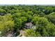 A lush aerial view of a home with the city skyline in the distance at 2613 Bedford Ave, Raleigh, NC 27607