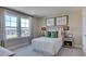 Comfortable bedroom with a queen bed, neutral tones, and natural light from a large window at 2625 Stonington Dr, Cary, NC 27523