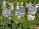 Beautiful backyard with pool and screened porch, as well as lush greenery and tree coverage at 2993 Club Dr, Raleigh, NC 27613