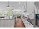 Bright kitchen with stainless steel appliances, modern fixtures, and open floor plan at 2993 Club Dr, Raleigh, NC 27613