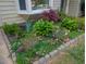 Lush front yard featuring a variety of colorful flowers and plants creating an inviting curb appeal at 35 Stonewall Way, Durham, NC 27704
