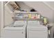 Clean, well-lit laundry room equipped with new washer and dryer machines at 35 Stonewall Way, Durham, NC 27704