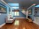 Spacious living room with skylights and hardwood floors at 3504 Rock Creek Dr, Raleigh, NC 27609
