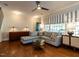 Cozy living room featuring hardwood floors, natural light, and stylish furnishings at 3504 Rock Creek Dr, Raleigh, NC 27609