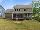 Beautiful backyard featuring lush green grass, a patio, and a well-maintained lawn at 403 Prestwood Dr, Hillsborough, NC 27278