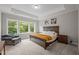 Cozy bedroom with a large window, a wooden bed frame, and stylish decorations at 403 Prestwood Dr, Hillsborough, NC 27278