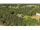 Aerial view of a secluded log home nestled among lush green trees and landscaping at 407 Howard Tant Rd, Zebulon, NC 27597