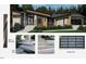 Modern home exterior featuring stone accents, contemporary lighting, and garage with glass doors at 481 Brook Green Ln # 23, Pittsboro, NC 27312