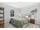 Comfortable bedroom with a queen bed, two windows, and neutral décor at 5009 Megara, Raleigh, NC 27603