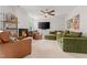 Comfortable living room with a fireplace, a large TV, and lots of seating at 526 Colony Woods Dr, Chapel Hill, NC 27517