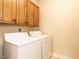Bright laundry room with overhead cabinets and a standard washer and dryer at 5317 Deep Valley, Raleigh, NC 27606