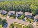 Beautiful aerial view of a neighborhood with well-maintained homes and lush green landscaping near wooded area at 533 Opposition Way, Wake Forest, NC 27587