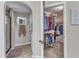 This bathroom features a glass enclosed shower, and a closet for storage at 533 Opposition Way, Wake Forest, NC 27587