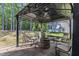Backyard view of a cozy patio with outdoor seating and a fire pit at 533 Opposition Way, Wake Forest, NC 27587