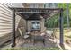 Cozy patio with outdoor seating and a fire pit in a treed backyard at 533 Opposition Way, Wake Forest, NC 27587