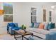 Cozy living room showcasing plush furniture, a wooden coffee table, and large windows at 596 Oaks Lane Rd, Timberlake, NC 27583