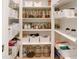 Walk-in pantry with well-organized shelving and storage solutions for optimal food and supply management at 642 The Parks Dr, Pittsboro, NC 27312