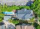 Bird's-eye view of a well-maintained home with a pool, lush greenery, and parking at 1000 Lamond Ave, Durham, NC 27701