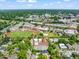 Aerial view of a city neighborhood featuring homes near schools and recreational facilities at 1000 Lamond Ave, Durham, NC 27701