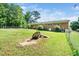 Spacious, fenced backyard featuring mature trees and lawn, offering privacy at 1041 Davis Dr, Apex, NC 27523