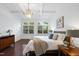 This main bedroom offers hardwood floors, bright natural light, neutral walls and stylish decor at 105 Sundew Ln, Cary, NC 27518
