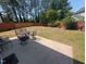 Spacious backyard with mature trees, patio and full fence at 110 Bristolwood Cir, Morrisville, NC 27560