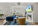 Comfortable living room with a fireplace, large windows, and stylish decor for a cozy atmosphere at 110 Deacon Ridge Ln, Youngsville, NC 27596