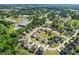 Community aerial shot featuring tree-lined streets and cozy homes nestled in a scenic landscape at 116 Colonade Ct, Benson, NC 27504