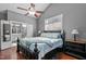 This bedroom features a large bed, a window, and an ensuite bathroom at 1209 Harp St, Raleigh, NC 27604