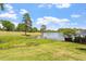 Scenic view of a golf course with lush green grass and tranquil lake in the background at 12527 Bellstone Ln, Raleigh, NC 27614