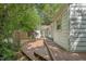 Exterior view of wooden back deck with mature landscaping at 1316 Glenwood Ave, Raleigh, NC 27605