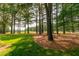 Lush backyard area with mature trees, manicured lawns and views of the nearby golf course at 1501 Samuel Wait Ln, Wake Forest, NC 27587