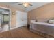 Bedroom showcasing a bright interior with a double closet and modern fixtures at 170 Homestead Rd, Angier, NC 27501