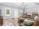 Bright living room featuring hard wood floors, ceiling fan, neutral colors and comfortable furniture at 1840 Willie Pace Rd, Burlington, NC 27217