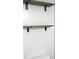 Bathroom features floating shelves with black brackets against white wall at 202 Redstone Ct, Gibsonville, NC 27249