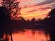 Scenic sunset lake view with trees silhouetted against a vibrant sky at 215 Collins Rd, Lillington, NC 27546