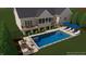 Backyard rendering featuring a pool, lounge area, and outdoor seating at 25 Westbourne Ln, Youngsville, NC 27596