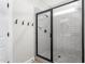 Modern bathroom features a glass door shower with white subway tile at 2775 Eagles Roost Trl, Burlington, NC 27217