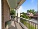 Spacious balcony with brick surround offers plenty of room for outdoor relaxation at 2820 Charleston Oaks Dr, Raleigh, NC 27614