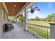 Covered patio showcases views of the golf course and surrounding manicured landscape at 2820 Charleston Oaks Dr, Raleigh, NC 27614