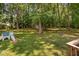 Expansive backyard features a shed, playset, and mature trees providing ample shade at 3113 Chelmshire Ct, Raleigh, NC 27610